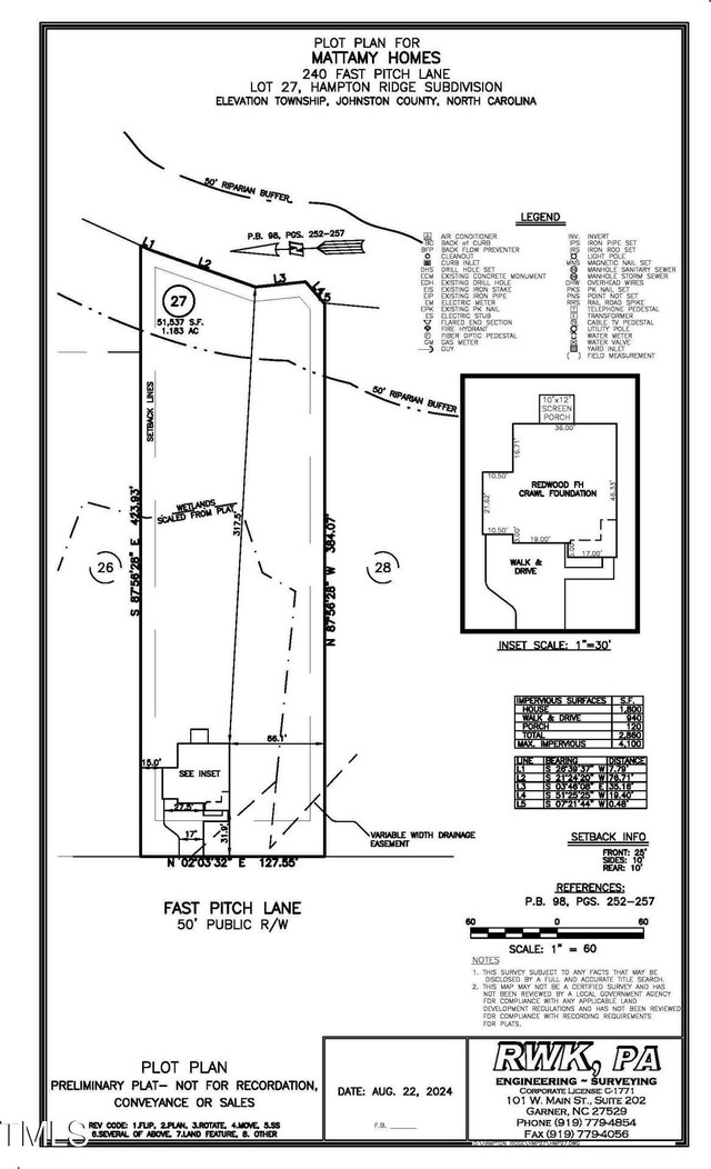 240 Fast Pitch Ln, Four Oaks, NC 27524 - survey map / technical document