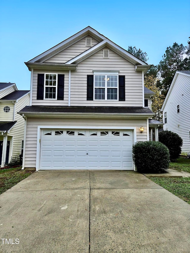 view of front property with a garage