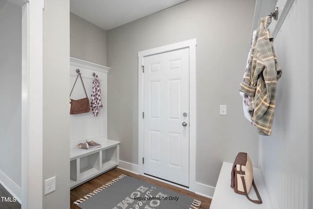 mudroom featuring dark hardwood / wood-style flooring