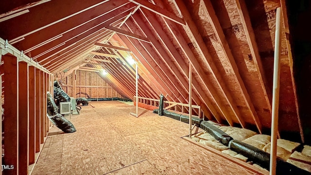 view of unfinished attic