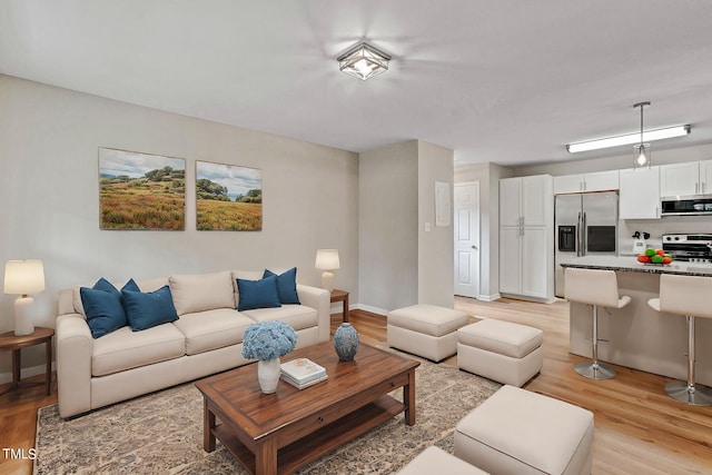 living room featuring light hardwood / wood-style flooring