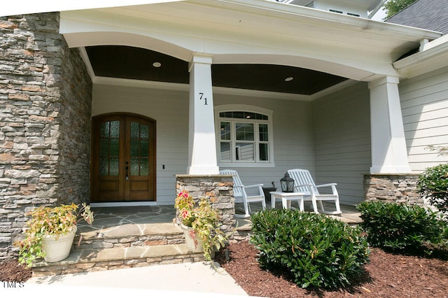 property entrance with a porch