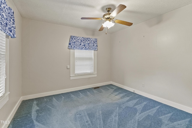 2494 Joel Johnson Rd, Lillington, NC 27546 - unfurnished room featuring dark colored carpet, a ceiling fan, baseboards, and a textured ceiling