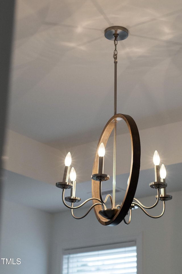 detailed view of a chandelier