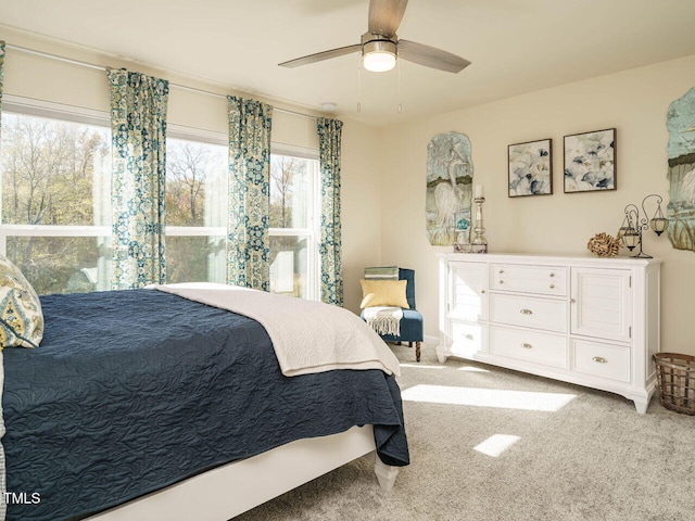 bedroom with carpet floors and ceiling fan