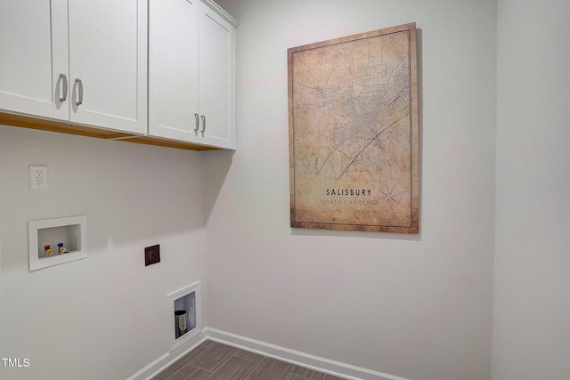 laundry area with cabinets, hookup for an electric dryer, and washer hookup