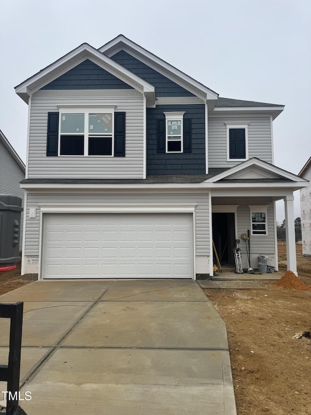 view of front of house with a garage