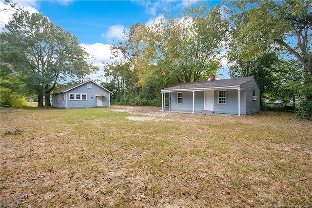 view of yard with a porch