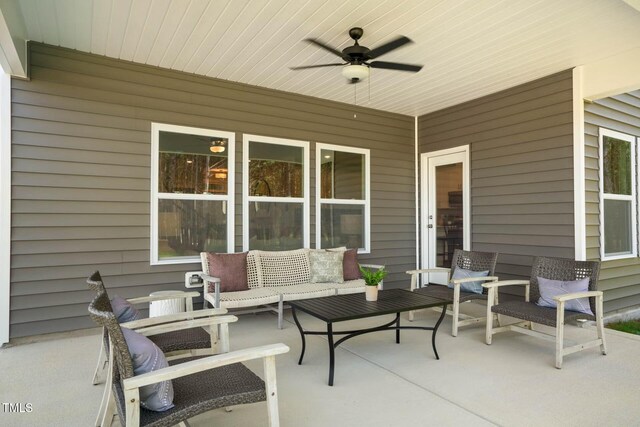 view of patio / terrace featuring outdoor lounge area and ceiling fan