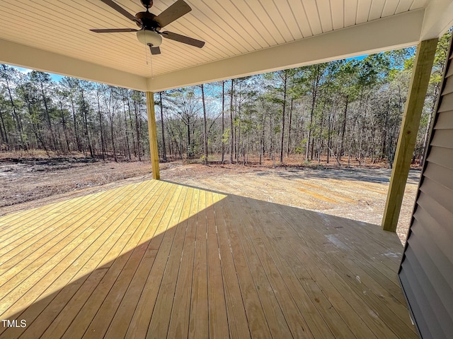 wooden deck with ceiling fan