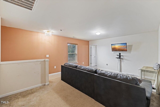 living room with light carpet