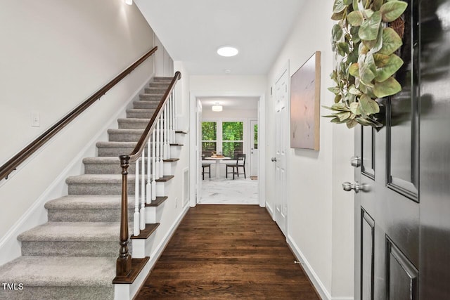 120 Kingston Dr, Chapel Hill, NC 27514 - entrance foyer with stairs, wood finished floors, and baseboards
