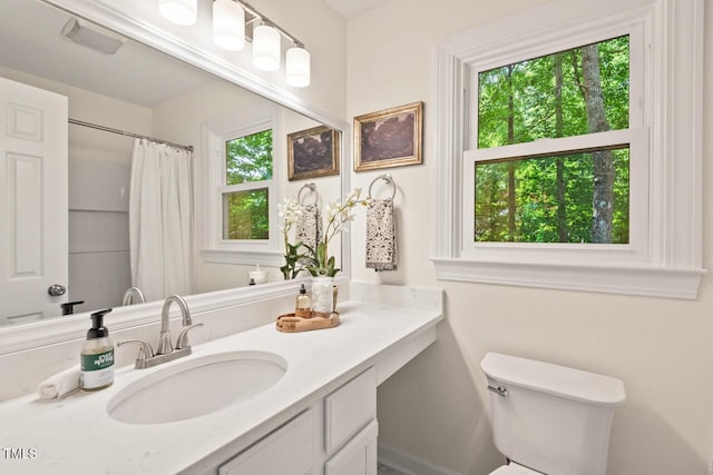 120 Kingston Dr, Chapel Hill, NC 27514 - full bath with toilet, vanity, and curtained shower
