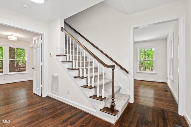120 Kingston Dr, Chapel Hill, NC 27514 - stairs featuring wood finished floors and baseboards