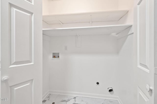 120 Kingston Dr, Chapel Hill, NC 27514 - washroom featuring hookup for a washing machine, baseboards, marble finish floors, and hookup for an electric dryer