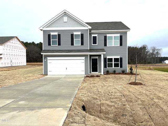 view of front of house with a garage