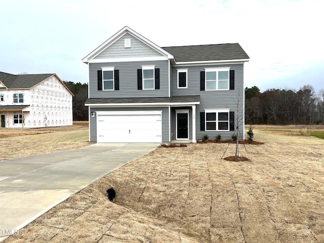 view of front facade featuring a garage