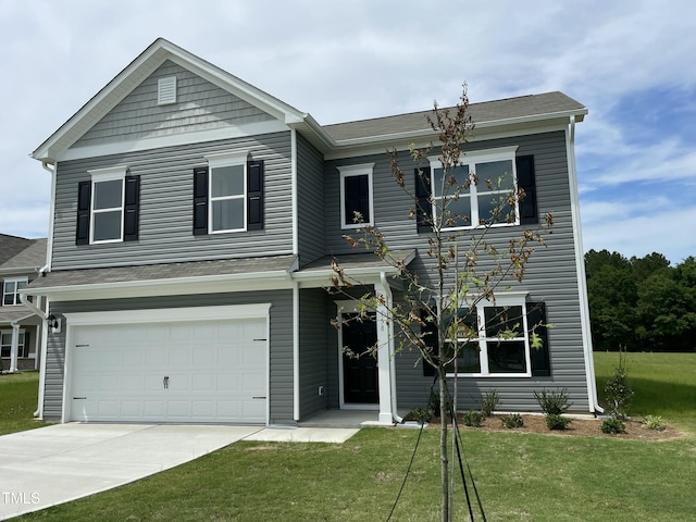 158 Citizens Ct Unit 32, Four Oaks, NC 27524 - view of front facade featuring a front lawn, concrete driveway, and an attached garage