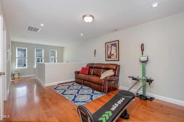 living room featuring light wood-type flooring