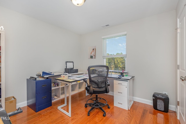 office featuring light hardwood / wood-style flooring