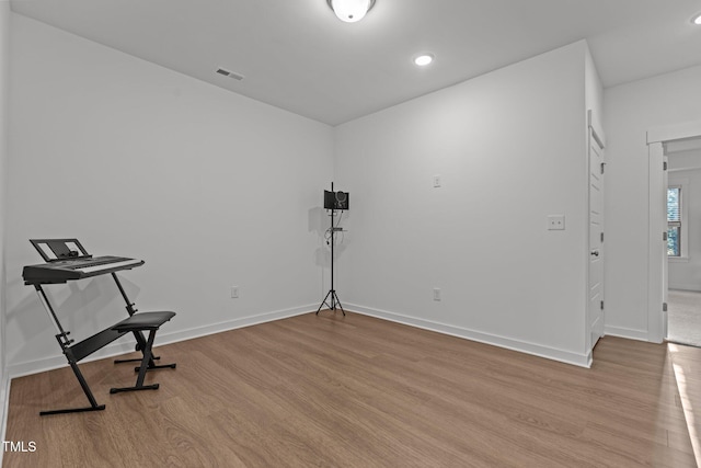 misc room with light hardwood / wood-style flooring