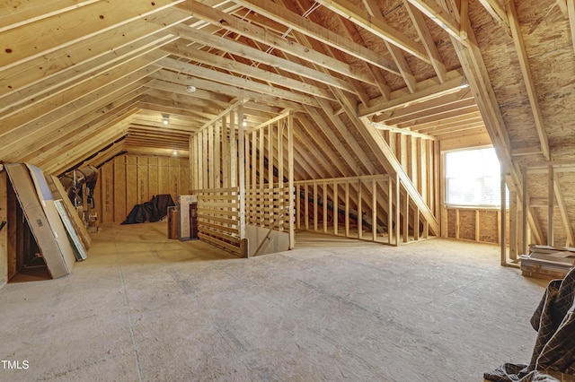 view of unfinished attic