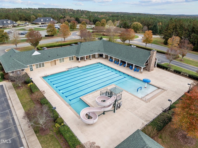 181 Colonial Ridge Dr, Pittsboro, NC 27312 - community pool featuring a forest view and a patio area