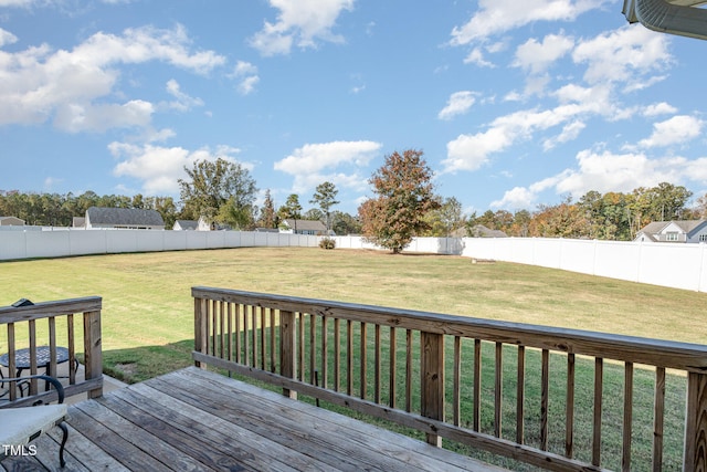 deck featuring a lawn