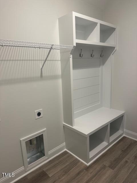 mudroom with dark hardwood / wood-style floors