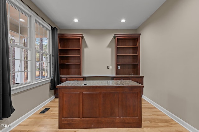 5600 Thornburg Dr, Wake Forest, NC 27587 - office with light wood-style flooring, baseboards, and recessed lighting