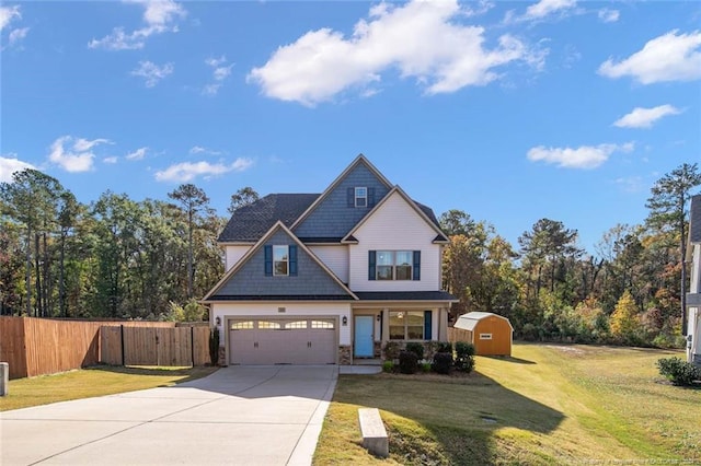 view of front of home featuring a front lawn and a garage