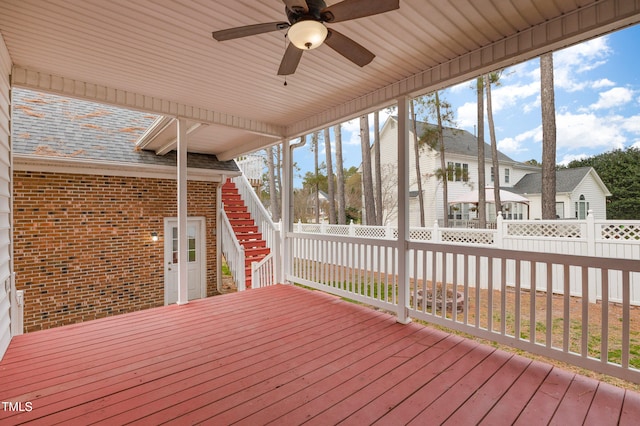 deck featuring ceiling fan