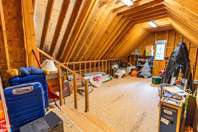 view of unfinished attic