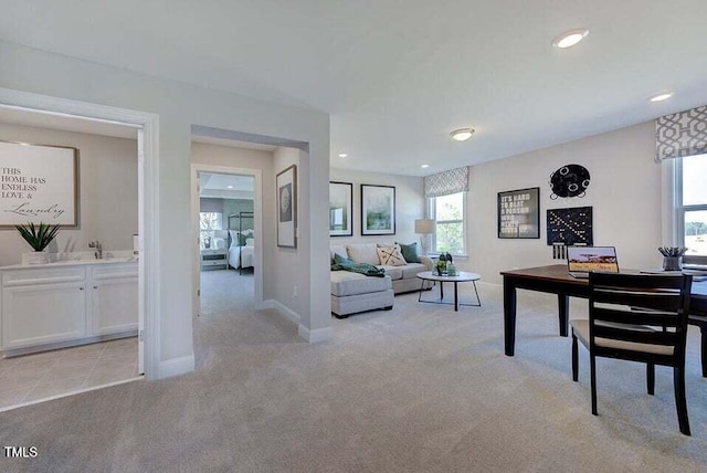 carpeted living room with plenty of natural light