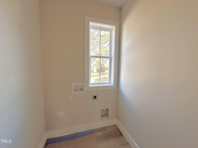 laundry room with electric dryer hookup, carpet floors, and hookup for a washing machine