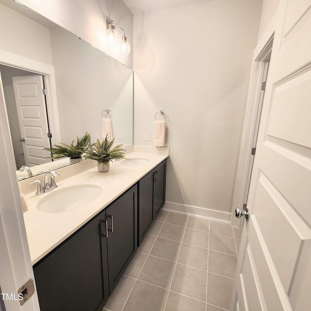 bathroom featuring vanity and tile patterned floors