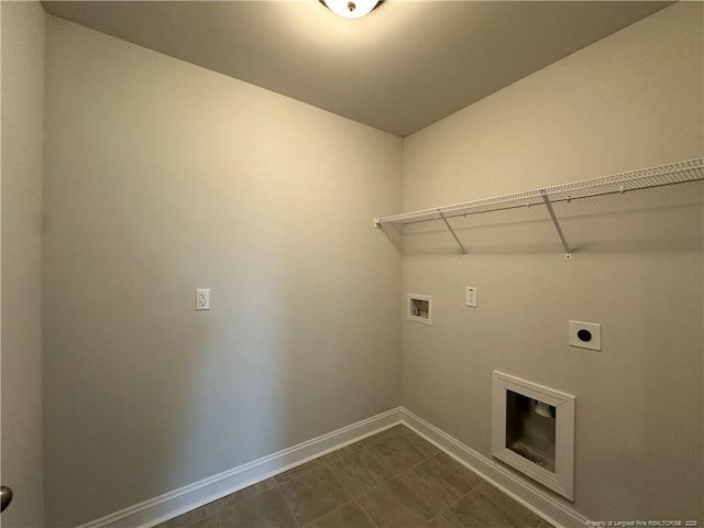 laundry room featuring laundry area, baseboards, washer hookup, and electric dryer hookup