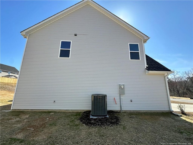 view of home's exterior featuring central air condition unit