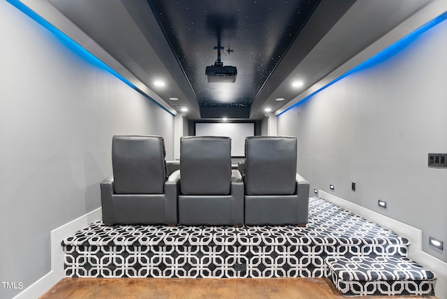 view of carpeted home theater room