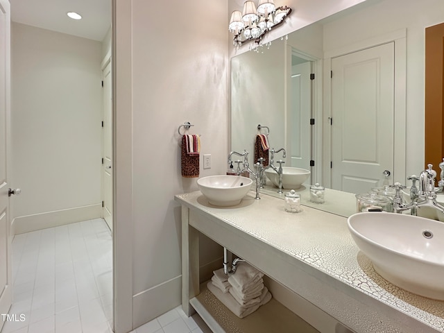 bathroom featuring vanity and tile patterned floors