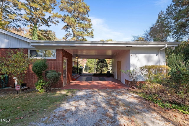 view of parking with a carport