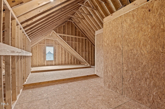 view of unfinished attic