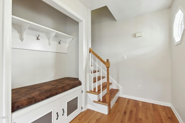 mudroom featuring light hardwood / wood-style floors