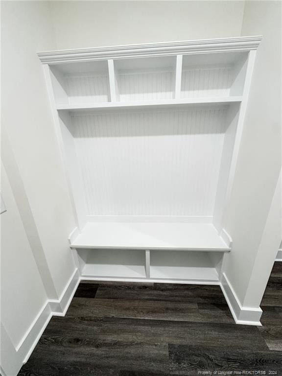 mudroom with dark hardwood / wood-style flooring