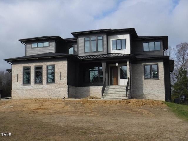 view of prairie-style home