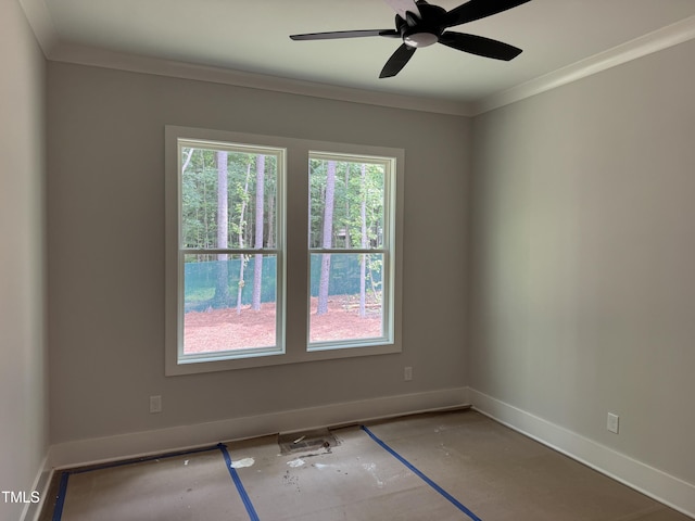 122 Sanderway Dr, Chapel Hill, NC 27516 - unfurnished room with ornamental molding and a ceiling fan