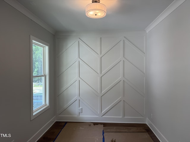 122 Sanderway Dr, Chapel Hill, NC 27516 - empty room with ornamental molding and dark wood finished floors