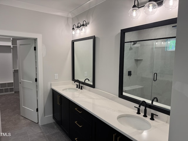 122 Sanderway Dr, Chapel Hill, NC 27516 - bathroom featuring a shower stall and double vanity