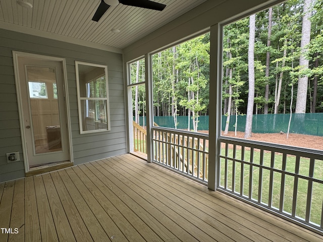 122 Sanderway Dr, Chapel Hill, NC 27516 - unfurnished sunroom with ceiling fan