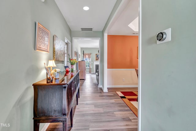 hall featuring light hardwood / wood-style flooring